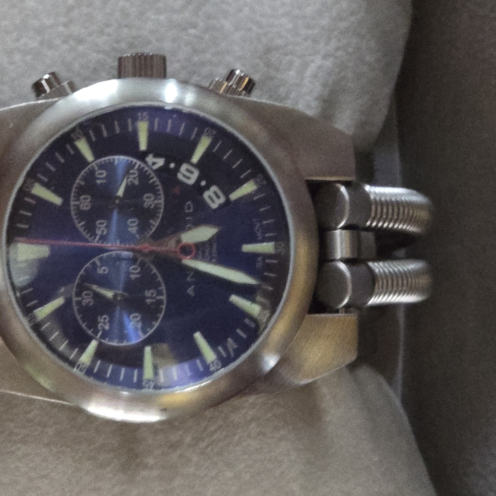 Blue and Silver Chronograph Jewelry Accessory